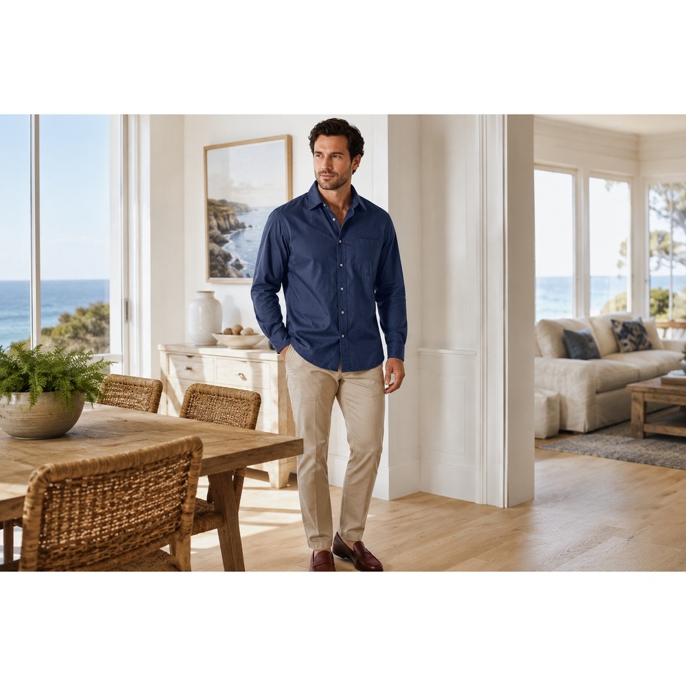 Mode of One Mens‎ Relaxed Fit Twill Button Down Shirt Caspian Waters Blue XL NEW